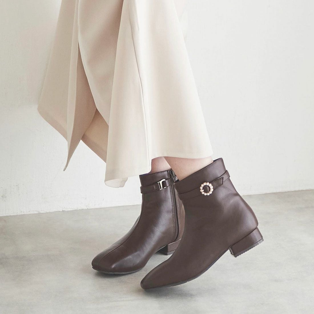 2WAYパールリングバックルショートブーツ ｜靴・レディースシューズの