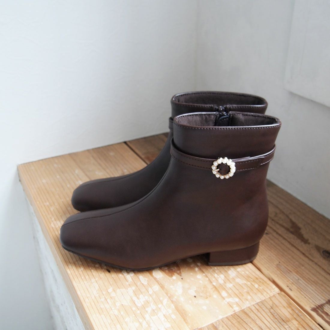 2WAYパールリングバックルショートブーツ ｜靴・レディースシューズの