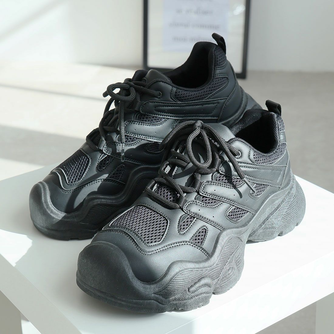 厚底コンビカラーアウトドアスニーカー ｜靴・レディースシューズの