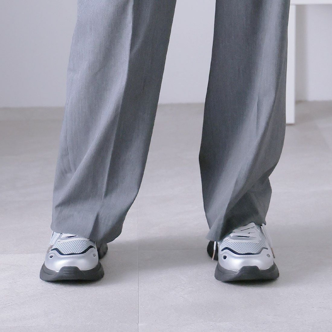 厚底メタリック異素材コンビレースアップスニーカー ｜靴・レディース