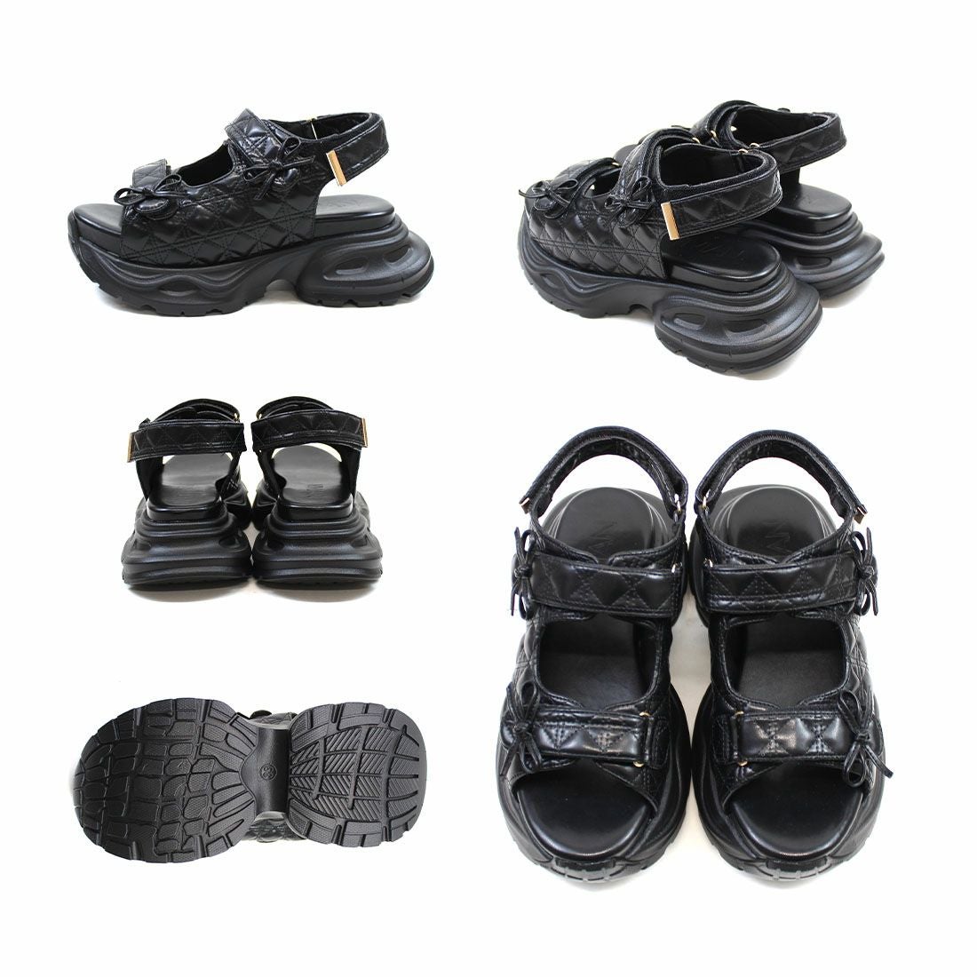 公式ストア/ZOZO限定】厚底リボンキルティングスポーツサンダル ｜靴