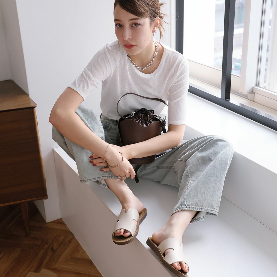 サッ！と履ける】カジュアルコンフォートスリットデザインサンダル