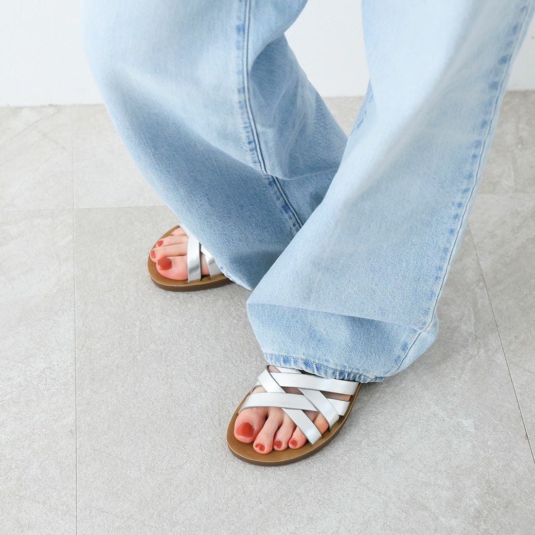 カジュアルコンフォート編み込みデザインサンダル ｜靴・レディース