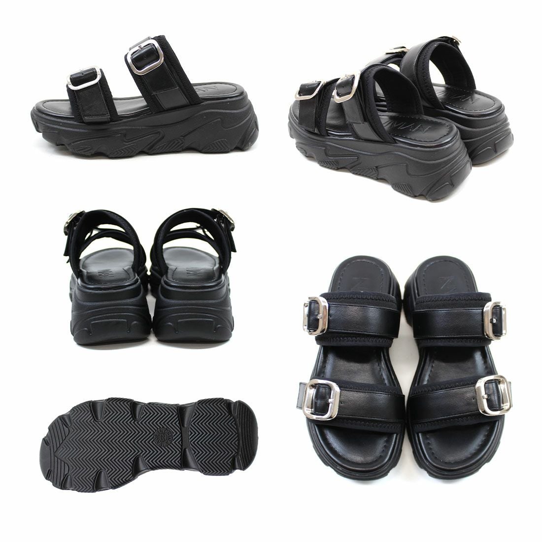 cahoさんコラボ 厚底ダブルバックルベルトストレッチスポーツサンダル
