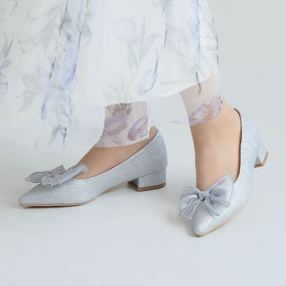 キラキラグリッターリボンパンプス ｜靴・レディースシューズの通販