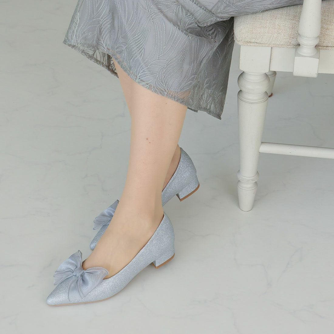 キラキラグリッターリボンパンプス ｜靴・レディースシューズの通販