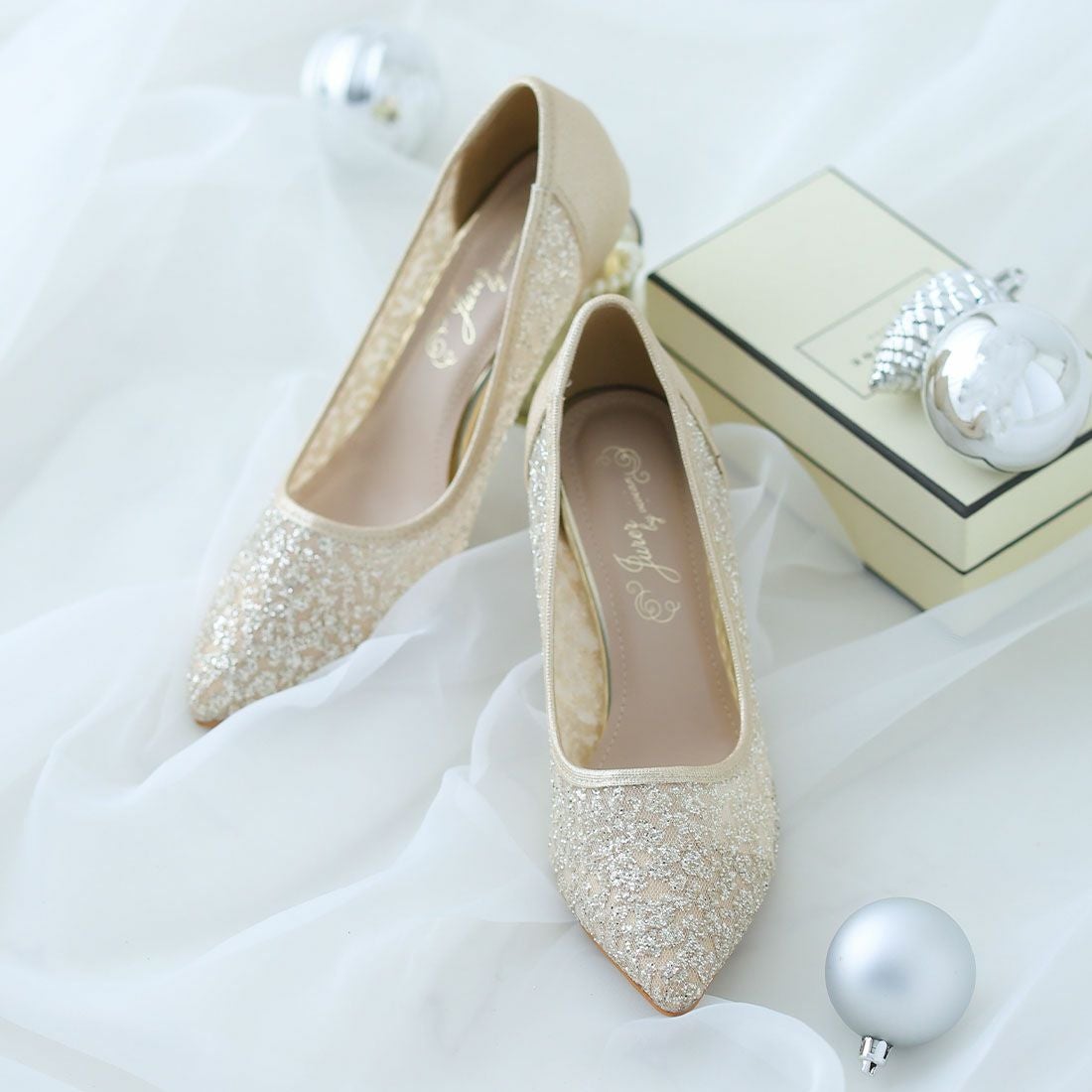 キラキラグリッターチュールパンプス ｜靴・レディースシューズの通販