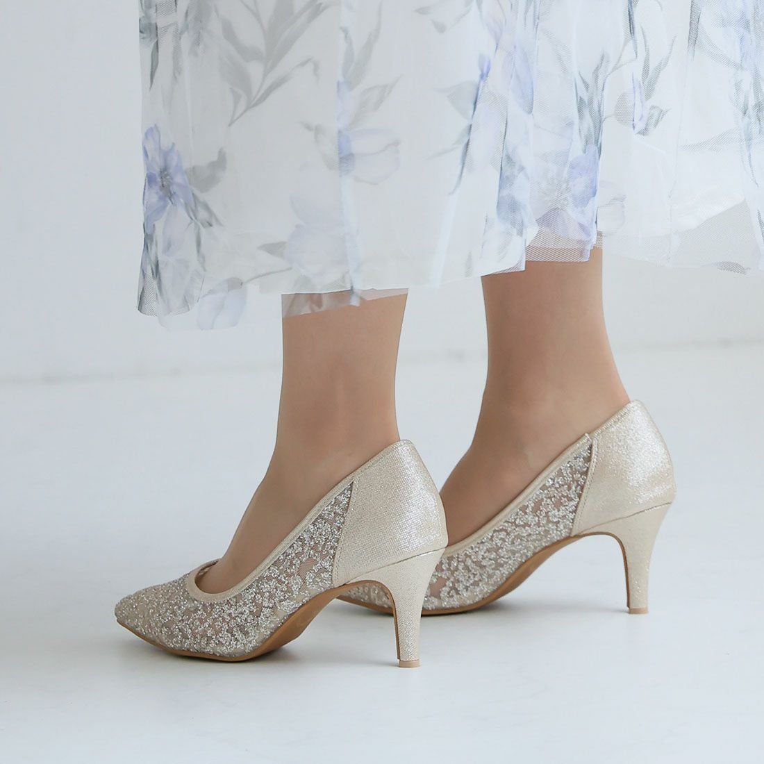 キラキラグリッターチュールパンプス ｜靴・レディースシューズの通販