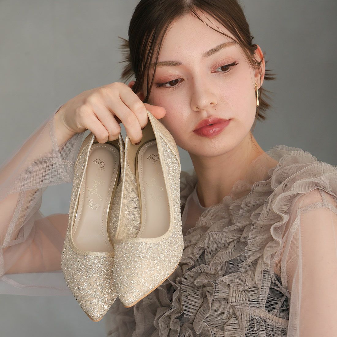 キラキラグリッターチュールパンプス ｜靴・レディースシューズの通販