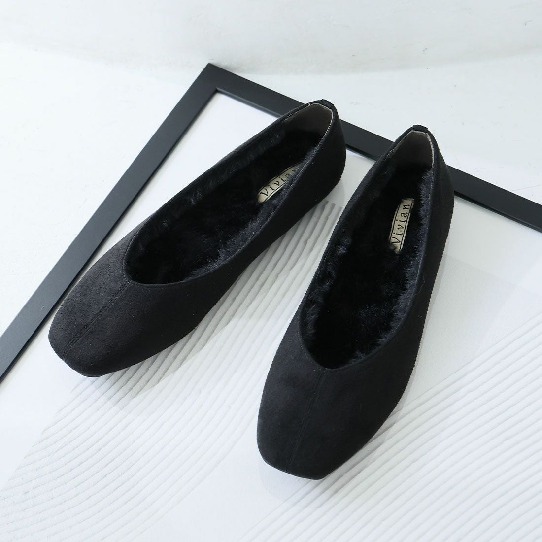 もふぽかファーインナーフラットシューズ ｜靴・レディースシューズの