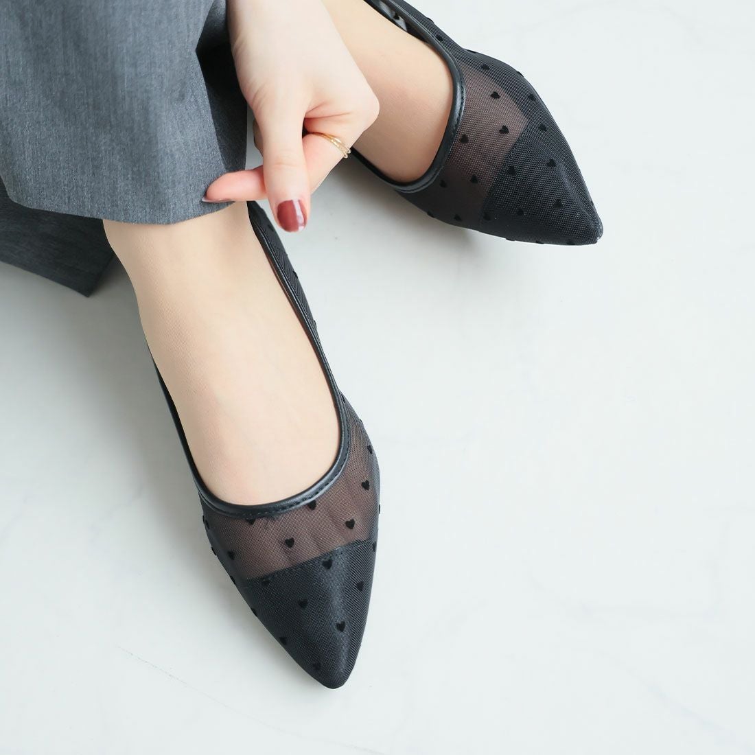 シアーチュールフラットパンプス ｜靴・レディースシューズの通販なら