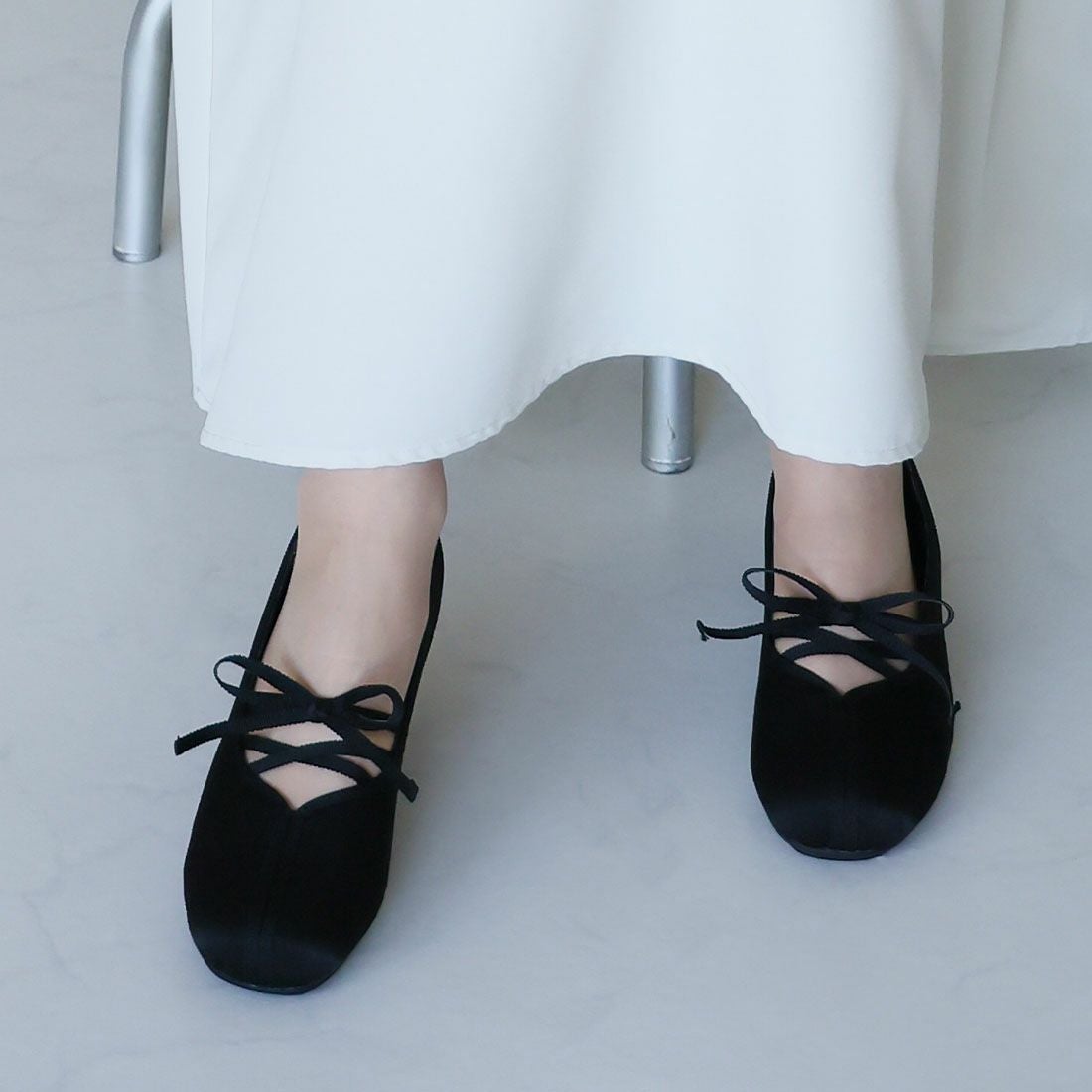 公式ストア/ZOZO限定】レースアップリボンバレエシューズ ｜靴