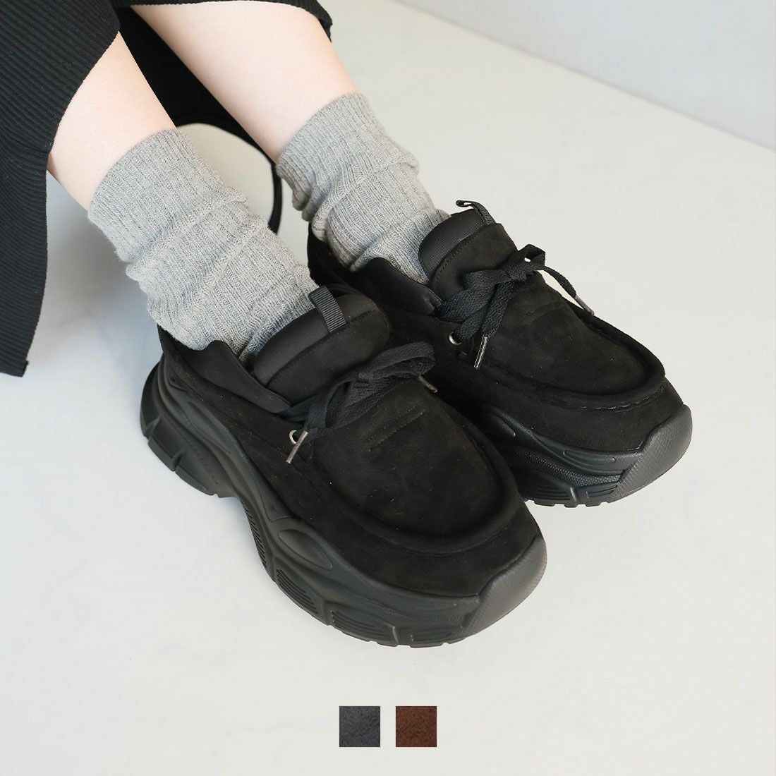 公式ストア/ZOZO限定】厚底レースアップモカシンスニーカー ｜靴