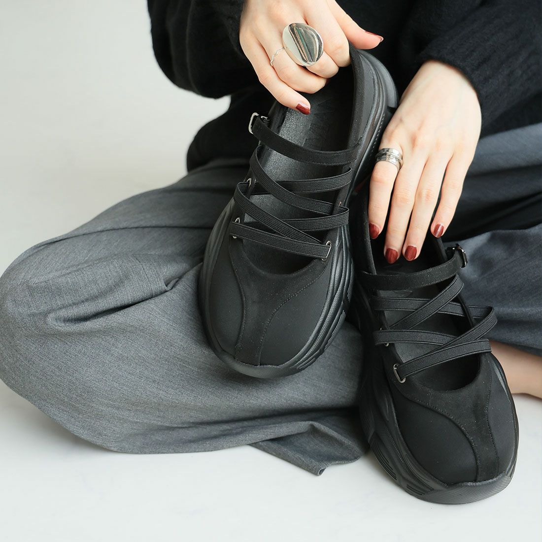 公式ストア/ZOZO限定】厚底レースアップメリージェーンスニーカー ｜靴