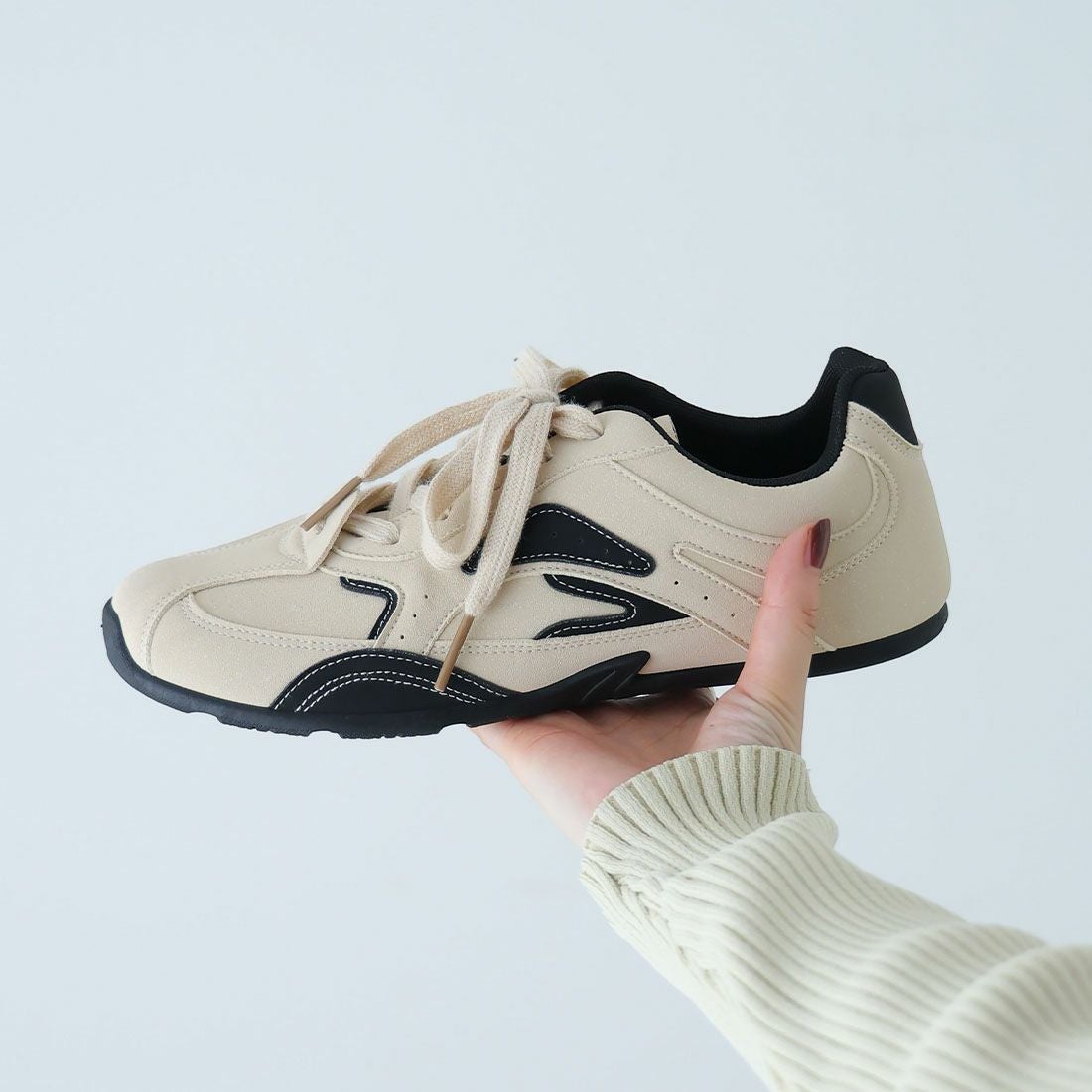 やわらかソールバイカラーレースアップスニーカー ｜靴・レディース