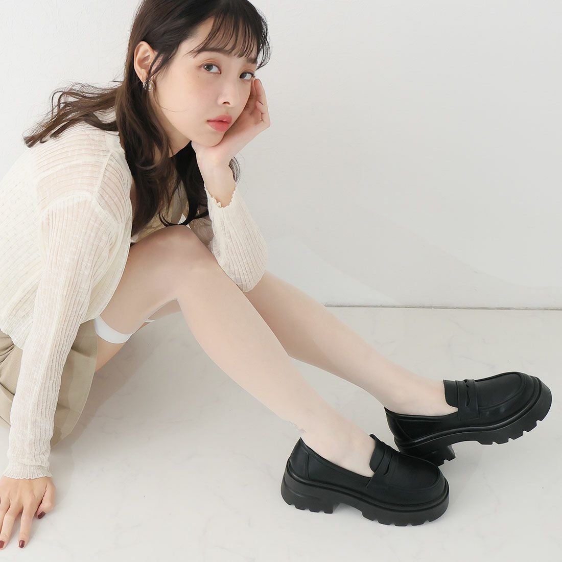 2026年春再販】厚底シンプルコインローファー ｜靴・レディース