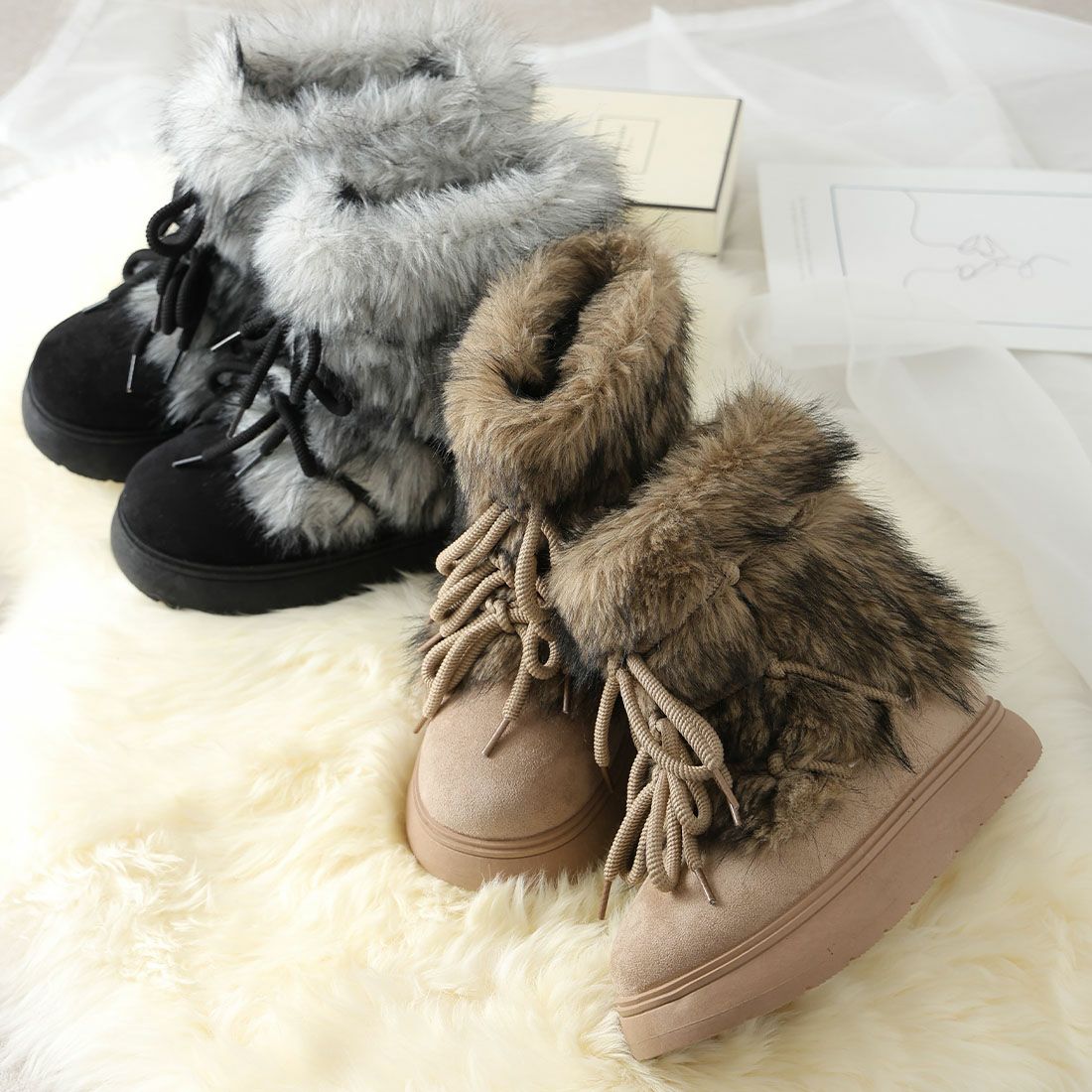 公式ストア/ZOZO限定】もふぽかボリュームファー厚底ムートンブーツ