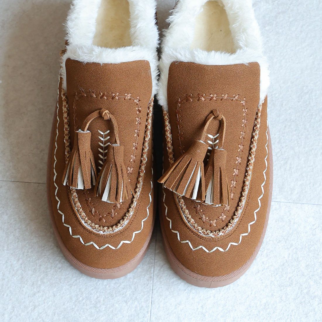 もふぽか厚底タッセルサボムートンブーツ ｜靴・レディースシューズの