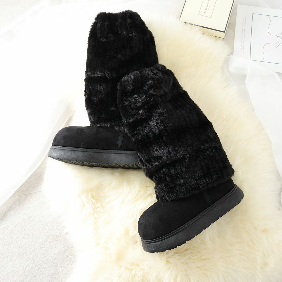 もふぽか2WAY厚底ムートンファーカバーブーツ ｜靴・レディース