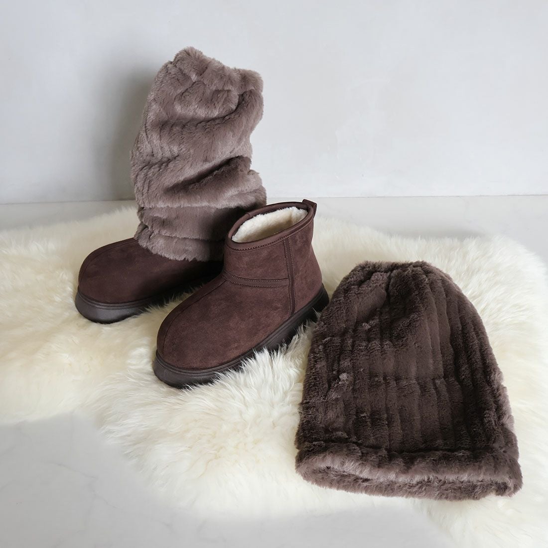 もふぽか2WAY厚底ムートンファーカバーブーツ ｜靴・レディース