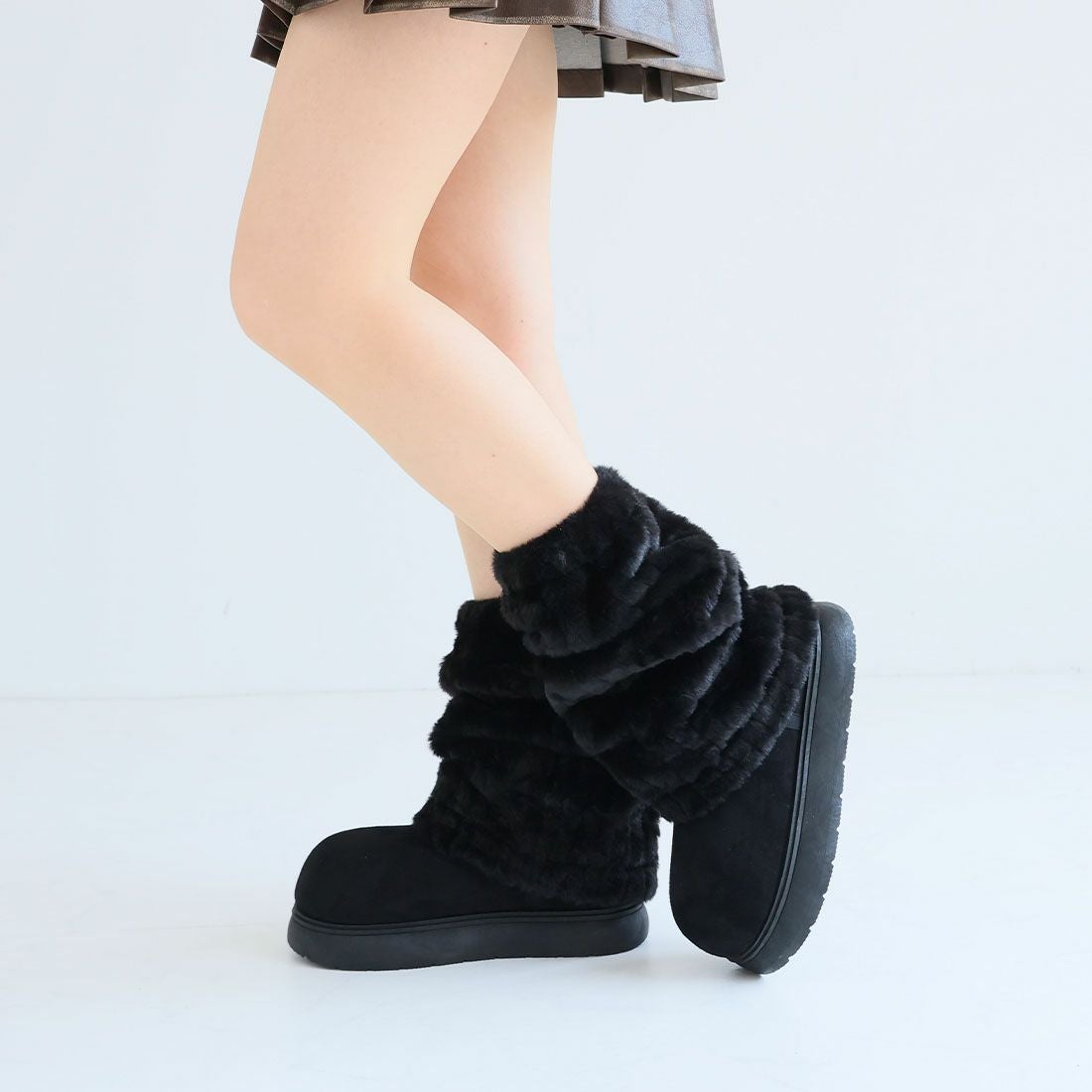 もふぽか2WAY厚底ムートンファーカバーブーツ ｜靴・レディース
