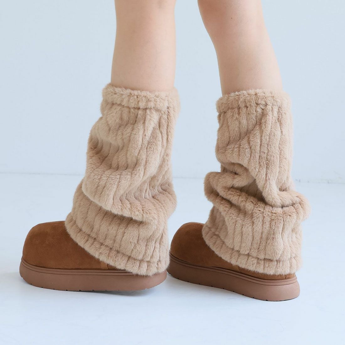 もふぽか2WAY厚底ムートンファーカバーブーツ ｜靴・レディース
