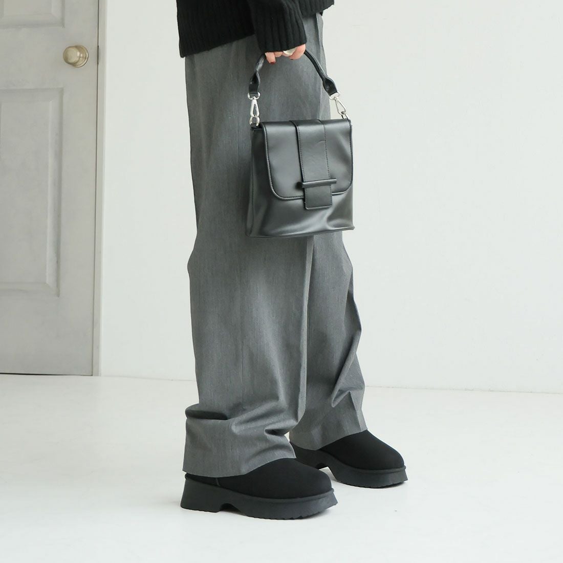 もふぽか厚底5.0cmチャンキーヒールムートンブーツ ｜靴・レディース