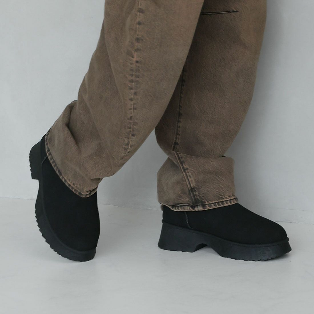 もふぽか厚底5.0cmチャンキーヒールムートンブーツ ｜靴・レディース