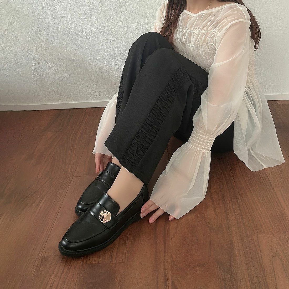 ririkaさんコラボ ニュアンスモチーフローファー ｜靴・レディース