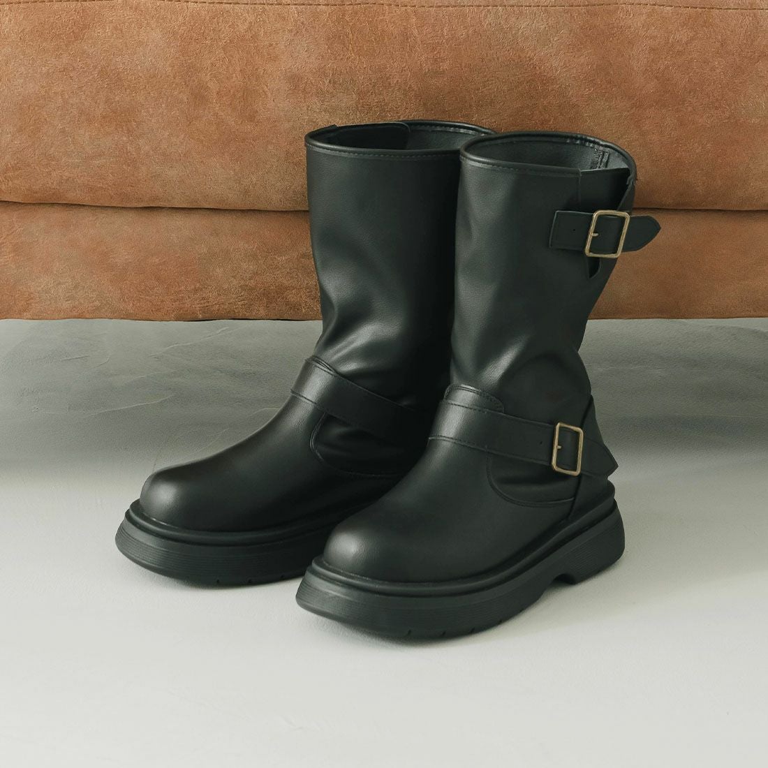 yumi.さんコラボ 厚底ストレッチエンジニアブーツ ｜靴・レディース