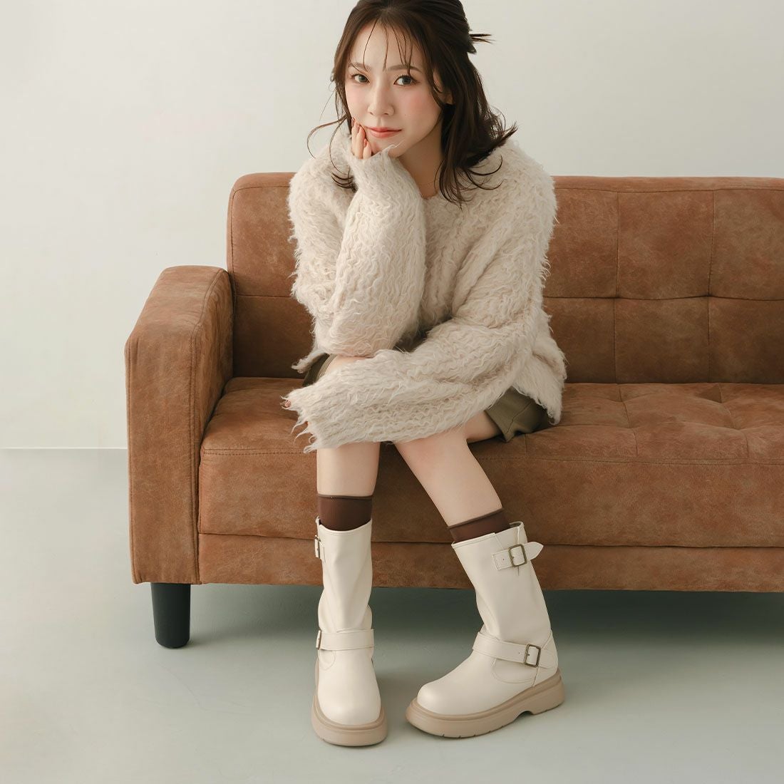 yumi.さんコラボ 厚底ストレッチエンジニアブーツ ｜靴・レディース