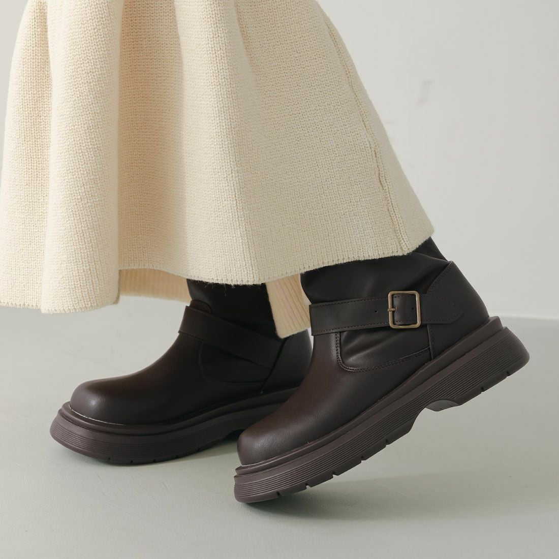 yumi.さんコラボ 厚底ストレッチエンジニアブーツ ｜靴・レディース