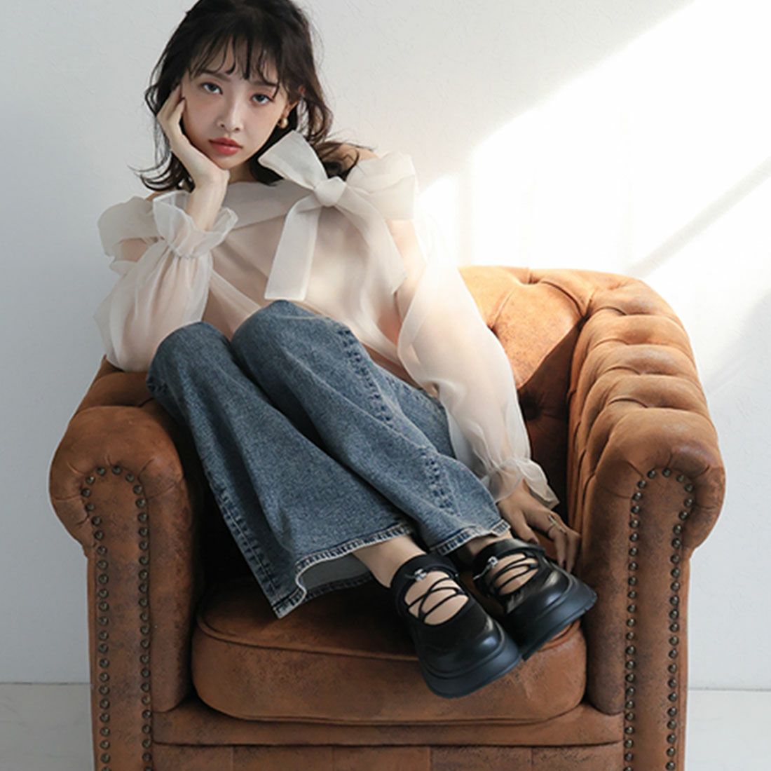 公式ストア/ZOZO限定】厚底くしゅっとシャーリング メリージェーン