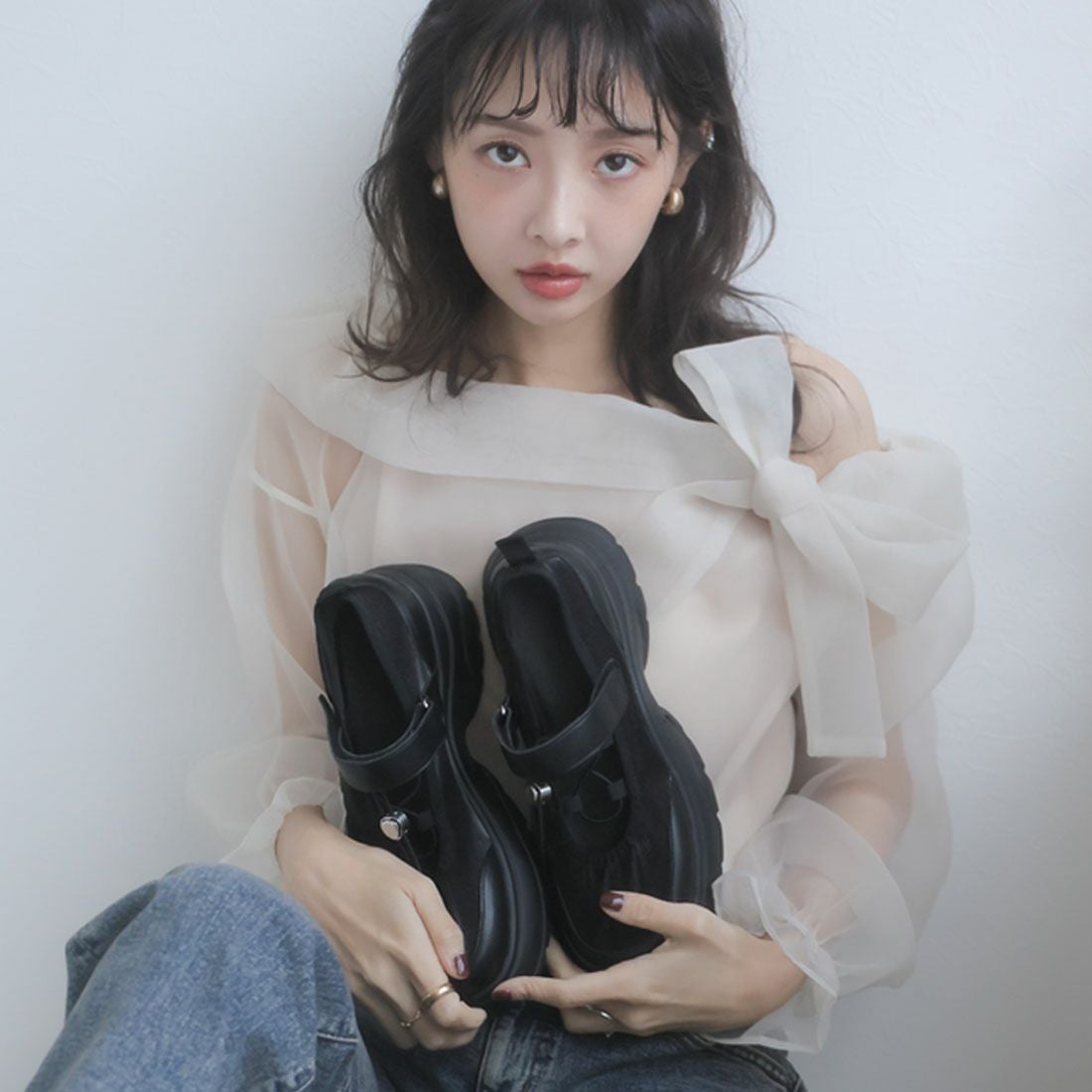 公式ストア/ZOZO限定】厚底くしゅっとシャーリング メリージェーン