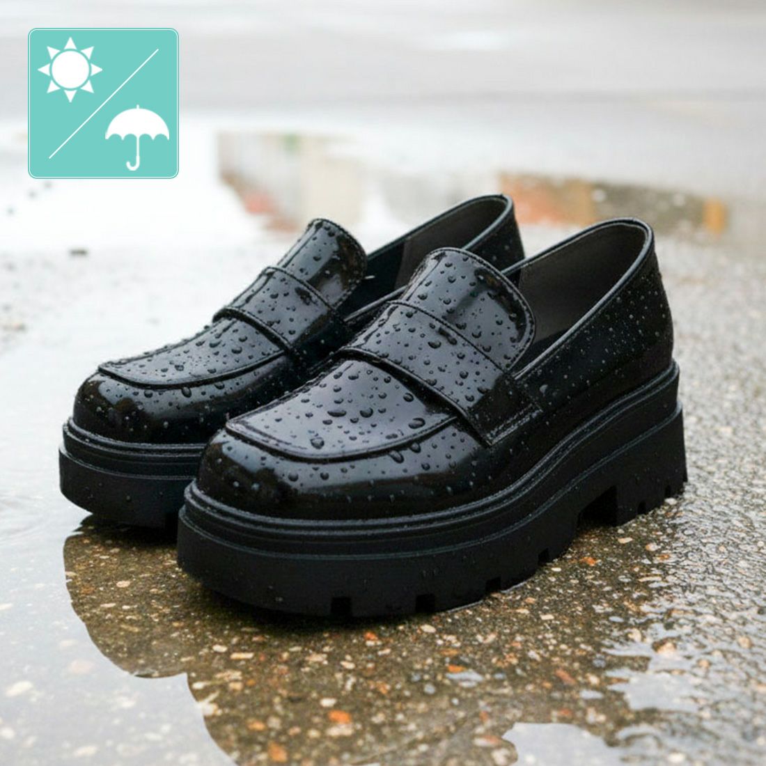 晴雨兼用】厚底レインローファー ｜靴・レディースシューズの通販なら